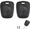 Qneneam Set di 2 Guscio Chiave senza Lama Compatibili con Peugeot 106 107 206 207 208 407 e Citroen C1 C2 C3 C4 C5, Xsara Picasso Saxo Berlingo, Guscio Scocca Cover Per Telecomando Chiave 2 Tasti Ricambio