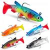 Gykutix 5 Pezzi Esche Artificiali in Silicone Mare Esche da Pesca Morbida Swimbait Artificiale con Ami da Pesca Punte Nuoto Esca Pesca per Spigole Bass Lucci Trote Pesci Carnivori (13,5 g)