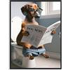 Dazzlewall divertente bagno arte della parete cane toilette foto, umoristico poster animale per l'arredamento del bagno 30×40 cm senza cornice, regalo amante degli animali domestici