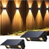 IIRARA Lampada Solare da Esterno di 2 Pezzi Alto e Basso Luci Solari Esterno Energia Bianco Caldo Illuminazione per Esterni 100LM Applique da Solare IP67 per Muro Vialetto Giardino