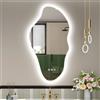 STARLEAD 90x50cm Irregolare Specchio-Bagno-con-Luce e Bluetooth, Asimmetrico Specchiera-Bagno con Dimmerabile, 3 Colori Luce, Antifog, Memoria, IP44, HD Vetro Temperato, Orizzontale/Verticale