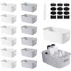 JJZGPP 14 Pezzi Cestini Plastica, Organizer Bagno Portaoggetti, Bianco Cestino Portaoggetti, Scatola Portaoggetti Cosmetica, Scatole Organizer Plastica Adatto per Cucina Bagno(20 x 14 x 6,5 cm,)