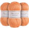 Utopia Crafts Softease - Filato per lavoro a maglia e uncinetto, 3 pezzi, 100 g (pesca tramonto)