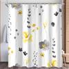 Lerores Tenda da doccia 120 x 200 cm, giallo e grigio, con orlo appesantito, anti-muffa, impermeabile, lavabile, in poliestere, con 8 occhielli e anelli per tenda da doccia, per bagno, vasca da bagno