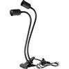 GOEDCH Portalampada E27: Portalampada con Clip a Doppia Testa Nera, Supporto per Lampada a LED con Clip in Metallo, Regolabile a 360 Gradi, Collo di Cigno con Cavo, Adatto Come Lampada da Lettura