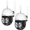 Ctronics Telecamera Wi-fi Esterno, 1080P Videocamera Sorveglianza wifi con Visione Notturna a Colori, Rilevamento Umano, Auto Tracking, PTZ Pan 350°/Tilt 90°, Audio Bidirezionale, IP66 (2 pezzi)
