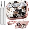 Inesore Safety Lock Inesore Flowers Cute Case Compatible with AirPod Pro (1st/2nd Gen) - Black Gold Flower Design Case for Women Girls, with Cleaning Kit (2023 USB-C/2022/2019)