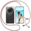 ISOI Cover con Cordino per Xiaomi Redmi A3, Custodia Trasparente con Collana Tracolla Laccio Collo Ultra Sottile Morbido TPU Silicone Antiurto AntiGraffio Antiscivolo Case, Rosa