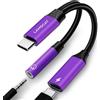 LAMSCAT 2 in 1 Adattatore Jack per Cuffie da USB C a 3,5 mm, adattatore per cuffie Android Cellulare PD 60W, compatibile con Samsung, Pixel, pad Mini 6 e più (viola)