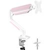 suptek Supporto per Monitor da 13-32" fino a 9 kg Braccio per Schermo LCD LED con Molla a Gas Inclinazione Girevole e Regolabile in Altezza Girevole a 360° VESA 75 x 75/100 x 100 mm (Bianco-Rosa)