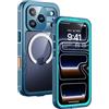 Lanhiem Cover per iPhone 17 Pro Impermeabile - Antiurto [Compatibile con MagSafe] Infrangibile 360 Subacquea Integrata IP68 Waterproof Chantier Antipolvere per iPhone 17 Pro,Blu