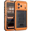 Beeasy Cover per iPhone 17 Pro Max IP68 Impermeabile Custodia Militare Antiurto Resistente 360° Metallo Armor Protezione Schermo Integrata Rugged Indistruttibile Subacquea Antipolvere Arancione