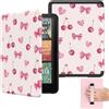 MoKo Custodia Compatibile con 7 Ebook Reader(12a Gen-2024) e E-reader 2024/2025, Custodia Leggera con Cinghia Auto Wake/Sleep per Ebook Readers, Non per TCL Remarkable Kobo, Fiocco con Ciliegie