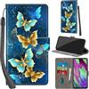 Haninsuze Cover per Samsung Galaxy A40, farfalla dorata | Pelle PU Portafoglio, Porta Carte, Magnetica, Libro, Antiurto Custodia