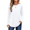 Elesomo T-shirt da donna a maniche corte/lunghe, a girocollo, magliette a maniche lunghe, casual, sciolte, longshirt, XL