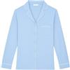 YAMAMAY - Maglia del Pigiama Maniche Lunghe, Donna, Celeste, Monocromo, 93% Modal 7% Elastan