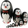 Winterworm Set di 10 bambole matrioska a forma di pinguino a forma di uovo in legno, fatte a mano, giocattolo per bambini, idea regalo
