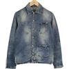 Nudie Jeans Tryggve Uomo Giacca S Cosmic Blu Sbiadito Jeans Bottoni Toppa Tasche