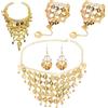 Zeaying 6 Pezzi Accessori per la Danza del Ventre, Set di Gioielli Placcati in Oro, Orecchini a Goccia con Moneta Bohemien, da Donna, per Halloween