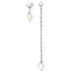 Breil, Collezione B Rocks, Orecchini Donna Asimmetrici in Acciaio con Perle Naturali di Acqua Dolce e Boule in Acciaio Lucido, Chiusura a Farfalla, Idea Regalo Donna
