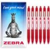 Zebra Pen Zebra Z-Grip - Penna a sfera con inchiostro liscio, 1,0 mm, confezione da 6, in confezione di cartone zebrato (Rosso)