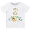 Generico T-shirt in cotone adatto al compleanno 2 anni con tema giungla safari (Bianco, 3/4 anni)