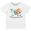 Handmade T-shirt in cotone adatto al compleanno 6 anni con tema dinosauro (Bianco, 7/8 anni)