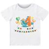 Handmade T-shirt in cotone adatto al compleanno 4 anni con tema dinosauro (Bianco, 3/4 anni)
