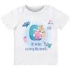 Handmade T-shirt in cotone adatto al compleanno 6 anni con tema sirena (Bianco, 7/8 anni)