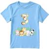 Handmade T-shirt in cotone adatto al compleanno 3 anni con tema giungla safari (Celeste, 3/4 anni)