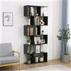 Dmora - Libreria Lucio, Mobile con ripiani, Biblioteca da ufficio, 100% Made in Italy, cm 80x25h192, Ardesia