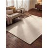 vikosa Arcura - Tappeto di lana trapuntato a mano naturale effetto alto 3D moderno morbido con design geometrico lineare per soggiorno camera da letto - Crema 80x150cm