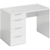 HOMCOM Scrivania con 4 Cassetti per Camera e Ufficio, 110x61.5x75 cm, Bianco Lucido | Aosom Italy