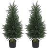 HOMCOM Outsunny Set 2 Piante Finte di Cipressi Alberi Anti-UV, Ø40x90 cm, Verde | Aosom Italy