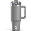 BIGRD Termos Caffè Borraccia Termica con Cannuccia 1.2 litri,Tazza Termica da Viaggio Water Bottle Coperchio Antiperdita Acciaio Inox,Travel Mug Senza BPA,Grigio