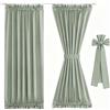lvifloae 90 95 blackout marrone scuro brown-through terminato tende per porta francese 2pcs W63 H182 cm Isolamento di calore intrecciato a 3 strati e riduzione del rumore con tieback (Verde)