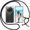 ISOI Cover con Cordino per Xiaomi Redmi A3, Custodia Trasparente con Collana Tracolla Laccio Collo Ultra Sottile Morbido TPU Silicone Antiurto AntiGraffio Antiscivolo Case, Nero