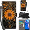 PHINIENLAND Cover per Huawei P Smart Z / Y9 Prime 2019 Case PU Pelle Custodia [Kickstand] [Chiusura magnetica] [Slot per Schede], Portafoglio Flip Custodia per Huawei Honor 9X / 9X pro,Crisantemo