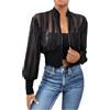 GORGLITTER Giacca da donna a maniche lunghe bomber con tessuto a rete, giacca casual, leggera, con chiusura lampo, Nero , XL