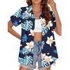 tiorhooe Camicetta hawaiana da donna tropicale da spiaggia, con bottoni, floreale, eccentrica, casual, a maniche corte, Fiore rosa, L
