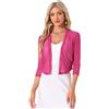 Allegra K Donna Coprispalle Elegante Bolero in Chiffon Trasparente Maniche A 3/4 Cardigan in Rete Giacca Corta Estivo Fucsia M