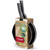 Moneta Eden Set Padelle 24-28 cm in Alluminio Riciclato da Lattine, 100% Made in Italy