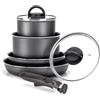Moneta Eden Minispace batteria di pentole 7 pezzi, alluminio riciclato, 100% Made in Italy