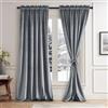 JIUZHEN Tende in velluto grigio da 243,8 cm, per soggiorno, isolamento termico, con tasca per asta, oscuranti, super morbide, per la casa, in velluto, oscuranti, 2 pannelli con fermatende, 132 x 244