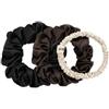 Dore & Rose Scrunchie 1 cm Champagne, 2 cm Brown & 3 cm Black Set Set per l'hair styling 1 pz.