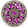 Lab- Crea Rubino & Zircone Pietra Da Taglio Argento Sterling 925 Bicolore