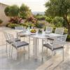 MIlani Home DEXTER - set tavolo in alluminio cm 160/240 x 90 x 75 h con 4 sedie e 2 poltrone Dexter