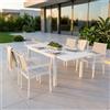 MIlani Home DEXTER - set tavolo in alluminio cm 160/240 x 90 x 75 h con 6 poltrone Venus