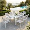 MIlani Home DEXTER - set tavolo in alluminio cm 160/240 x 90 x 75 h con 8 poltrone Venus