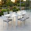 Milani Home DEXTER - set tavolo in alluminio cm 160/240 x 90 x 75 h con 6 sedie Dexter